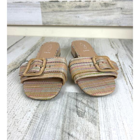 Joie Women’s 7.5 Claire Multicolor Stripe Woven Buckle Flat Sandals Summer - Picture 3 of 8